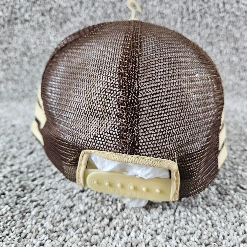 Vintage Datsun Trucker Hat Cap Snap Back 3 Stripe Mesh 280ZX Brown Tuner JDM 80s